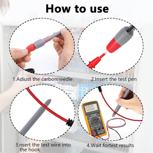 4pcs Wire Piercing Probe,Insulation Piercing Clip Set for Multimeter Voltage Testing Detect Automobile Circuit 4mm