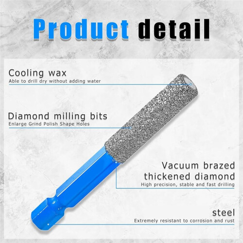 Diamond Drill Bits Set, 5pcs Tile Drill Bits for Ceramic Glass Porcelain Marble , with Versatile Drilling 2