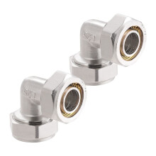 2PC 3/4Inch Elbow Air Piping Fittings, Brass-Nickel Plated, 200PSI, Air Fittings for Shop Garage Compressed