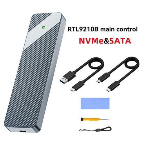 SSD de Estado Sólido M.2 Tipo C Interface USB 3.2 10 Gbps Protocolo Duplo NVMe/NGFF Caixa Externa USB3.2 Gabinete SSD M.2 1