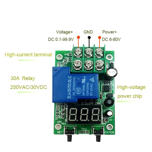 Relay  Controller  6-80V Voltage Detection Charging Discharge Monitor Digital Display  Voltage Detection 2