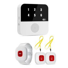 WLAN-Pager für Pflegekräfte, Intelligentes Rufsystem, Anruferanzeige + Armband + 2 Ruftasten, Notfallalarmtaste für Ältere Menschen