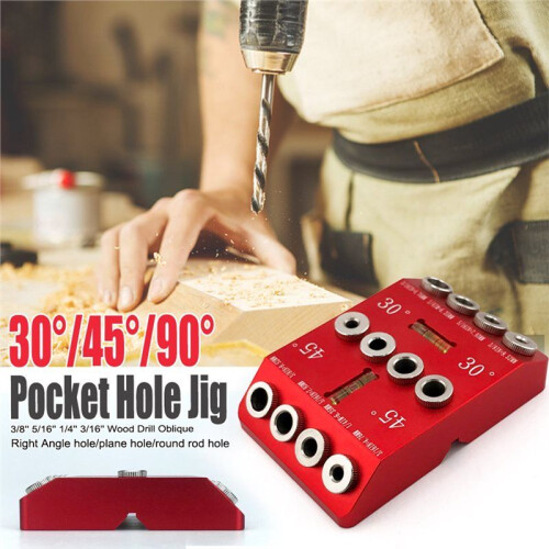 Drill Guide with 30/45/90 Angled/Straight Holes 4 Sizes Drill Jig for Woodworking Includes Bubble Level 1