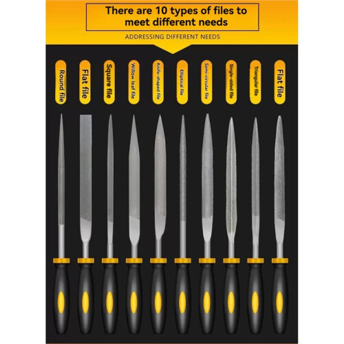 10PCS Bearing Steel File DIY 3D Printer Part 3D Model File Two-Tone Handle Assorted Files Small Files Tools 1
