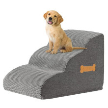 3 Step Dog Ramp Stair Pineapple Velvet Small Dog Stair WithSponge Filling and Nonslip Bottom Pet Supplies for Cat B
