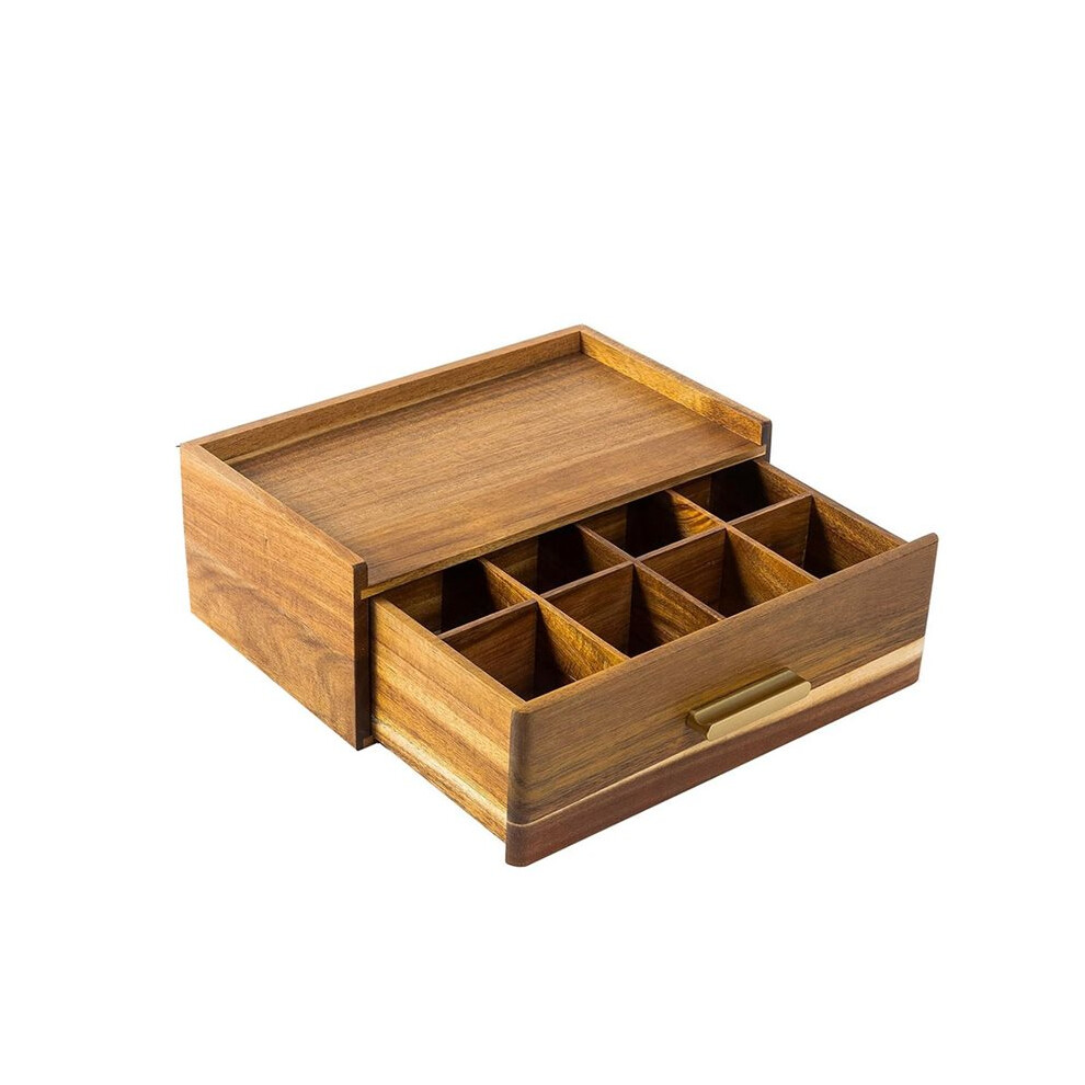 Tauoh Wood Tea Holder Organizer,Tea Box Organizer Storage Box,Tea Caddys For Tea Bags Organizer Drawer,With12 Compartments