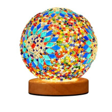 Lampe Mosaïque Turque, Lampe de Chevet à 3 Températures de Couleur avec Alimentation USB, Lampe de Table Lanterne en Verre Marocain pour la Chambre