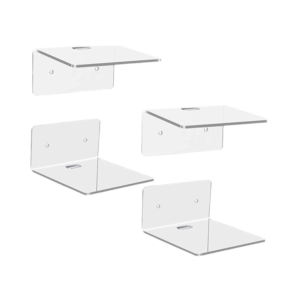 4Pc Acrylic Floating Shelves Wall Shelves Small Clear Shelf Display Ledges Hanging Shelves For Speaker Action 4713142284134