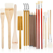 Paquete de 20 Pinceles para Esmalte Cerámico, Pinceles de Lana con Mango de Madera, para Pintura Acrílica, Acuarela y Óleo.