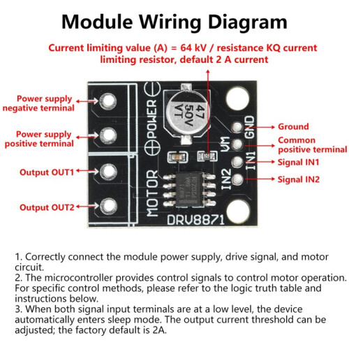 5Pcs DRV8871  6.5-45V  H-Bridge Motor Driver Module 3.6A Brushed Motor Driver PWM Control Driver Module 1