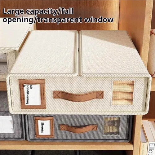 Foldable Breathable Moisture-Proof Storage Box Leather Handle for Storage Bed Organizer Box Bed Sheet Box 2pc 1