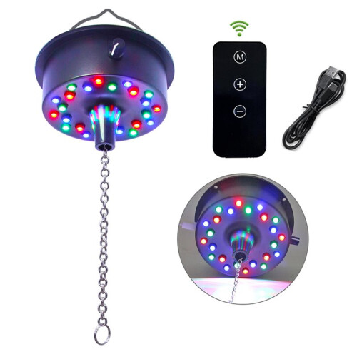 Motor para Bola de Discoteca com Luzes e Controle Remoto, Motor para Bola de Espelhos com 24 LEDs para Bolas de 4/6/8/12 Polegadas para Festas 2