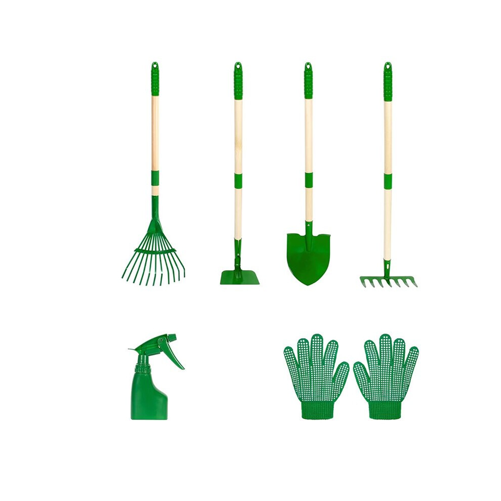 Kids Gardening Tools Set - 6Pcs Garden Tool For Kids With Shovel, Rake, Hoe, Leaf Rake, Yard Lawn Digging Weed Toys Tauoh