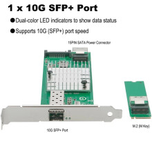 X520-DA1 M.2 10G SFP+ Fiberoptiskt Nätverkskort med en Port JL82599EN M-Nyckel 10GbE Ethernet-Adapter för Serverarbetsstation