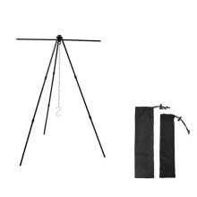 Black Outdoor Aluminum Alloy Tripod Hanger Storage Rack Portable Crossbar Set Retractable Hanging Pot Bracket