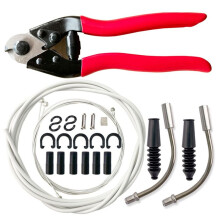 White Universal Bike Shift Cable Housing Kit Includes Cable Cutters, Bike Shift Cable, Brake Cable