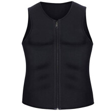 (Black Vest With Zipper,L)Herren Gewichtsverlust Training Neopren Body Shaper Schweiß Sauna Anzug Trainingsweste