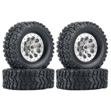4Pcs Metal Beadlock Wheel Hub Wheel Rim and Rubber Tire for WPL C14 C24 B14 B24 B36 MN D90 MN99S RC Car Upgrade Parts,1