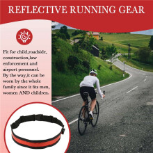 Night Running Waterproof Warning Light Rechargeable LED Reflective Belt Reflective Running Gear,Cycling Waist Belt-Red