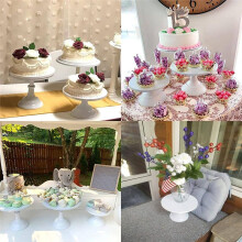 3Pcs Cake Stand, Cake Stand , Tall Cake Stands for Dessert Table, Perfect Display for Wedding Graduation Party,White