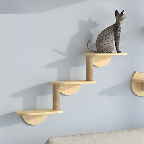 Cat Hammock Climbing Frame, Ladder Climbing Frame, Small Solid Wood Cat Climbing Frame,Two-Layer 2