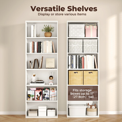 Levede 6-Tier Slim Narrow Adjustable Bookcase 1