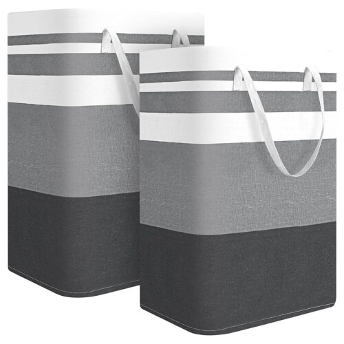 2PCS Large Laundry Basket, Waterproof, Freestanding Laundry Hamper 75L, Foldable Tall Clothes Hamper with Handles