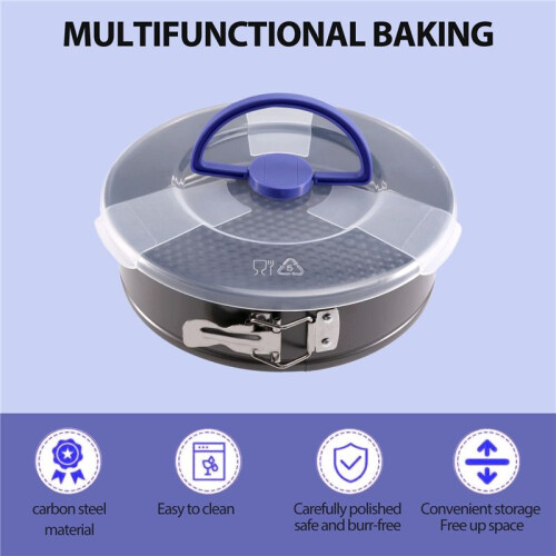 Springform Cake Tin, Round Springform Cake Tin, Non-Stick Cake Tin, Springform Pan with Lid and Removable Base 2