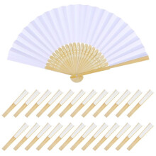 24 Weiße Papierfächer, Handfächer, Faltfächer, Papierfächer, Handfächer, Papierfächer, Gefaltet, für Hochzeit, Party, Babyparty