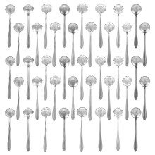 40Pcs Silver Coffee Spoon Stainless Steel Flower Dessert Spoons 5 Inches Spoons for Tableware Kitchen, Cafe or Bar