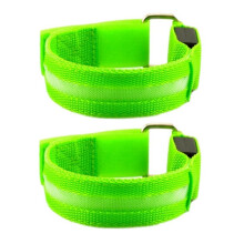 2pcs Night Running Arm LED Outdoor Sports USB Rechargeable Wristband Safety Leg Warning Wristband Green