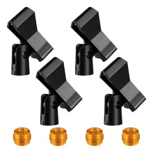 4 Piece Mic Clips for Stands Set Adjustable Mic Holders with Adapters, Wireless Mic & Clamp for Mic Stands