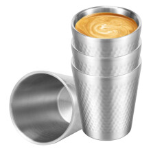 4Pcs 304 Stainless Steel Cup 300ml Double Wall Metal Cup Vacuum Insulated Water Tumbler Metal Coffee Mug Beverage Cup
