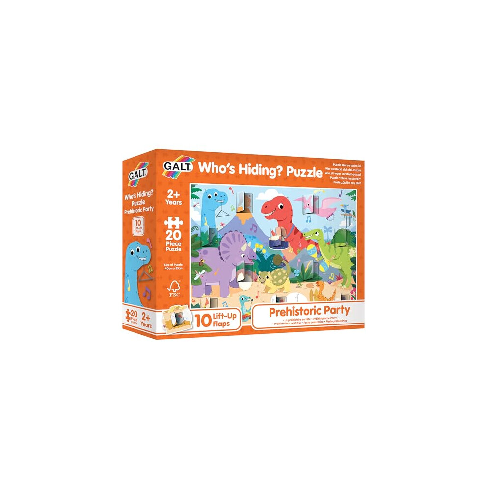 Galt Toys Who's Hiding? Puzzle - Prehistoric Party 20 Piece Jigsaw Puzzle