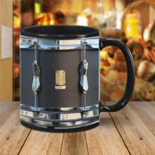 11OZ Black Vintage Drum Mug Funny Tea Coffee Juice Water Cup Home Office Drinkware Ceramic Mug Drumming Gifts for Men