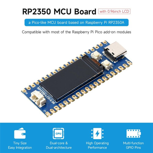 RP2350-LCD-0.96 Development Board, with 0.96inch Display, 160x80 Resolution, Based  RP2350A Microcontroller 2
