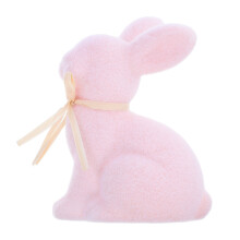 3Pcs Pink Flocking Rabbit Garden Statues Foam Bunny Decoration