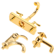 9Pcs Golden Mini Faucet Toy Alloy Durable Dollhouse Bathroom Accessory