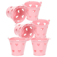 24Pcs Small Pink Metal Buckets Party Favor Candy Holders with Handle