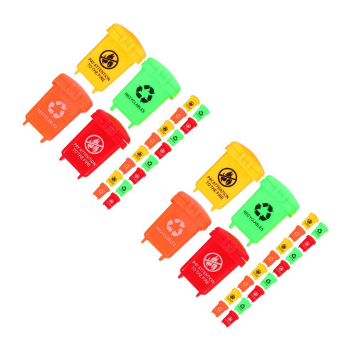 80Pcs Plastic Mini Waste Bins Color Sorting Toy Garbage Cans for Kids 2