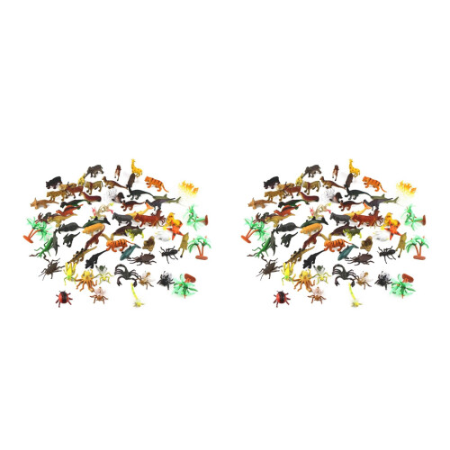 72Pcs Simulation Animal Figures Assorted Color Durable Plastic Toys 2
