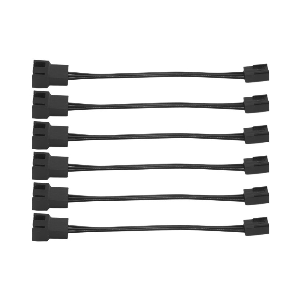 6Pcs 4Pin Pwm To 3Pin Standard Fan Adapter Cable Black 6031602040785