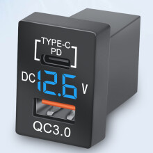 Ny Laddare QC3.0 USB Billaddare PD Type-C Laddare med LED RöD Digital Voltmeter för Ny Quick Charge