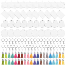 160 Sublimation Blank Products, Sublimation Keychain Blank Bulk Set with Heat Transfer Blank Tassel Keychain Jump Rings