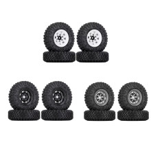 SZTUK 85Mm 1.55 Metalowe Felgi Beadlock Zestaw Opon do 1/10 RC Crawler Car Axial Jr RC4WD D90 TF2 , Czarny