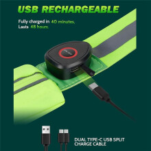 LED Reflective Belt Sash with Phone Holder, High Visibility Reflective Running Gear Rechargeable Light Safety Lights