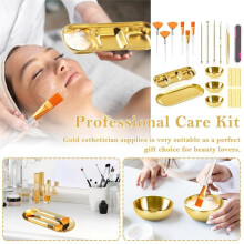1 Set Esthetician Supplies Blackhead Remover Tools 3 Stainless Steel Gold Mixing Bowls 3 Compartment Serving Tray Et