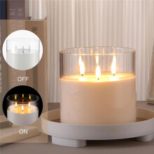 6x6Inch Extra Large Flameless Candles, 3 Wick Glass Large Candles with Remote Control and Timer,for Home Party Decor