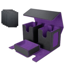 Card Storage Box for 200+ Cards,3-In-1 Card Deck Case, Card Organizer with 4 Dividers