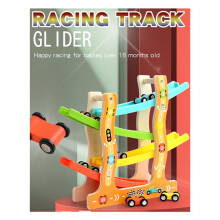 Wooden Racing Slide Cars Track Parking Lot Toys Gliding Ladder Vehicles DIY Education Xmas Birthday Gifts for Kids Boys